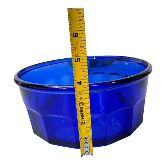 Vintage Arcoroc France Cobalt Blue Glass Bowl Octagonal Serving Salad 9" Paneled - Picture 4 of 5